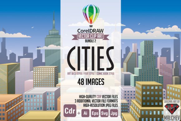 Download Cities Set Vector Clip Art for Coreldraw - Coreldraw Collection