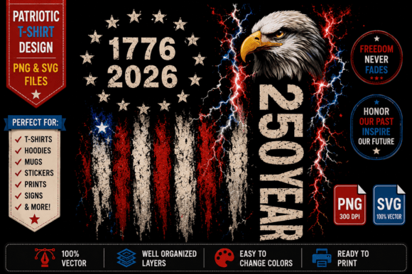 Download USA 250 Anniversary 1776–2026 🇺🇸 SVG - 2026 Collection