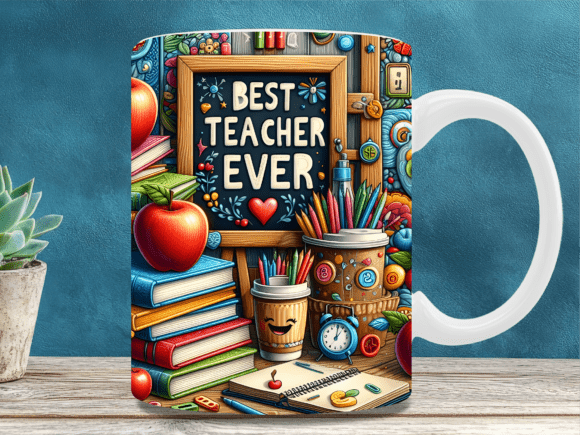 Download Best Teacher Ever School Mug Wrap Png - Teacher Collection
