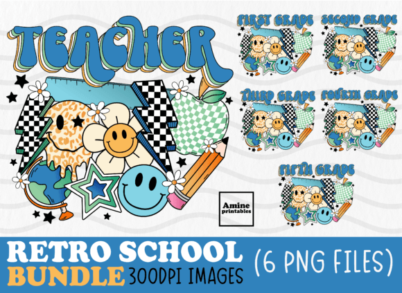 Download Retro Teacher Groovy School Bundle PNG - Teacher Collection